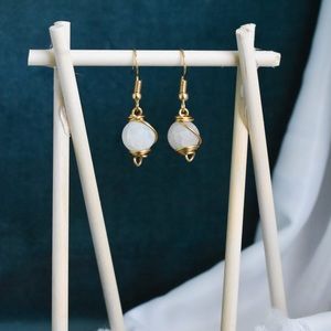 Handcrafted white agate earring